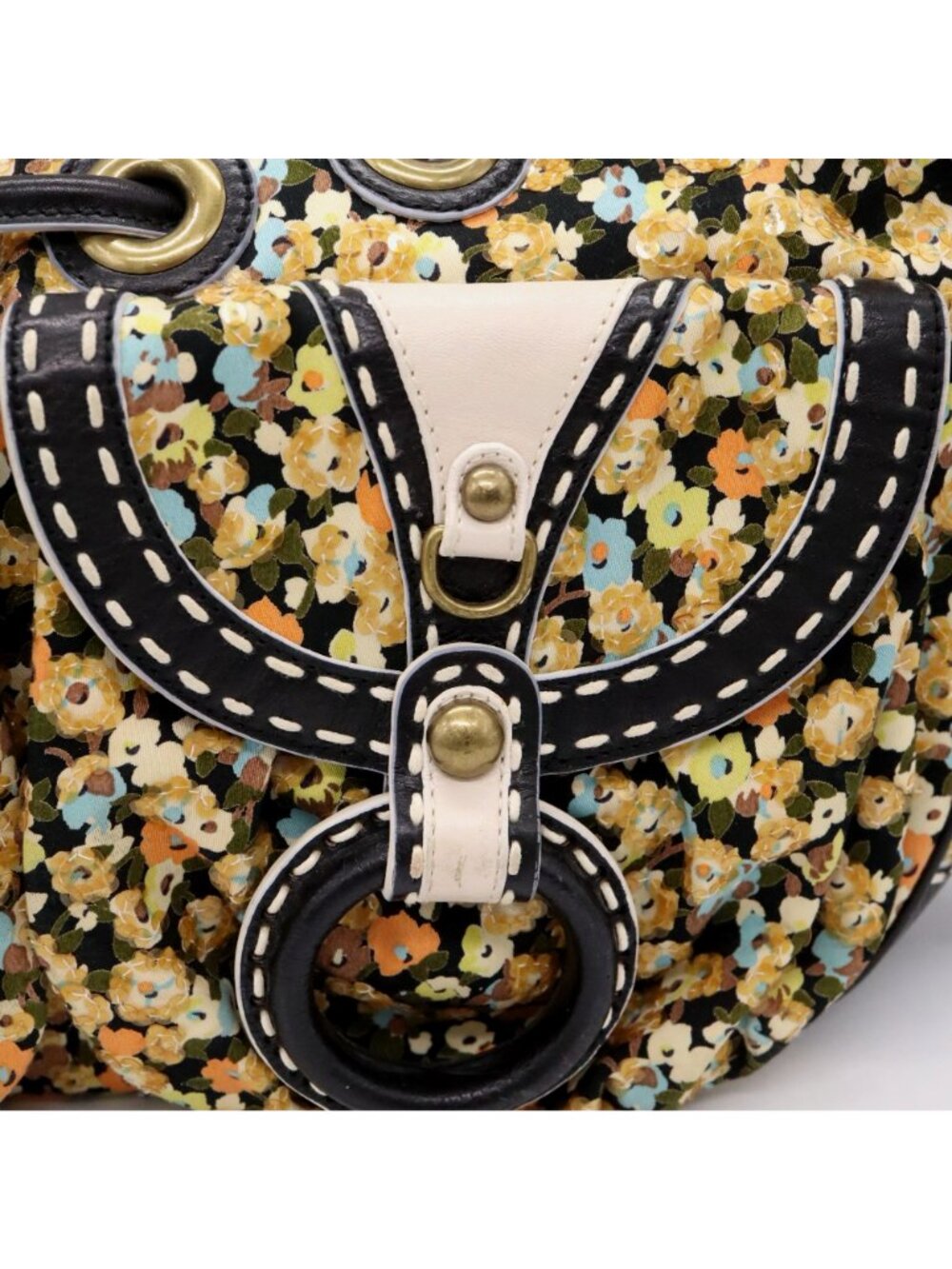 Rare Vtg Early 2000's Isabella Fiore Floral Hobo Purse Leather Tassels Boho Y2K - Picture 5 of 16